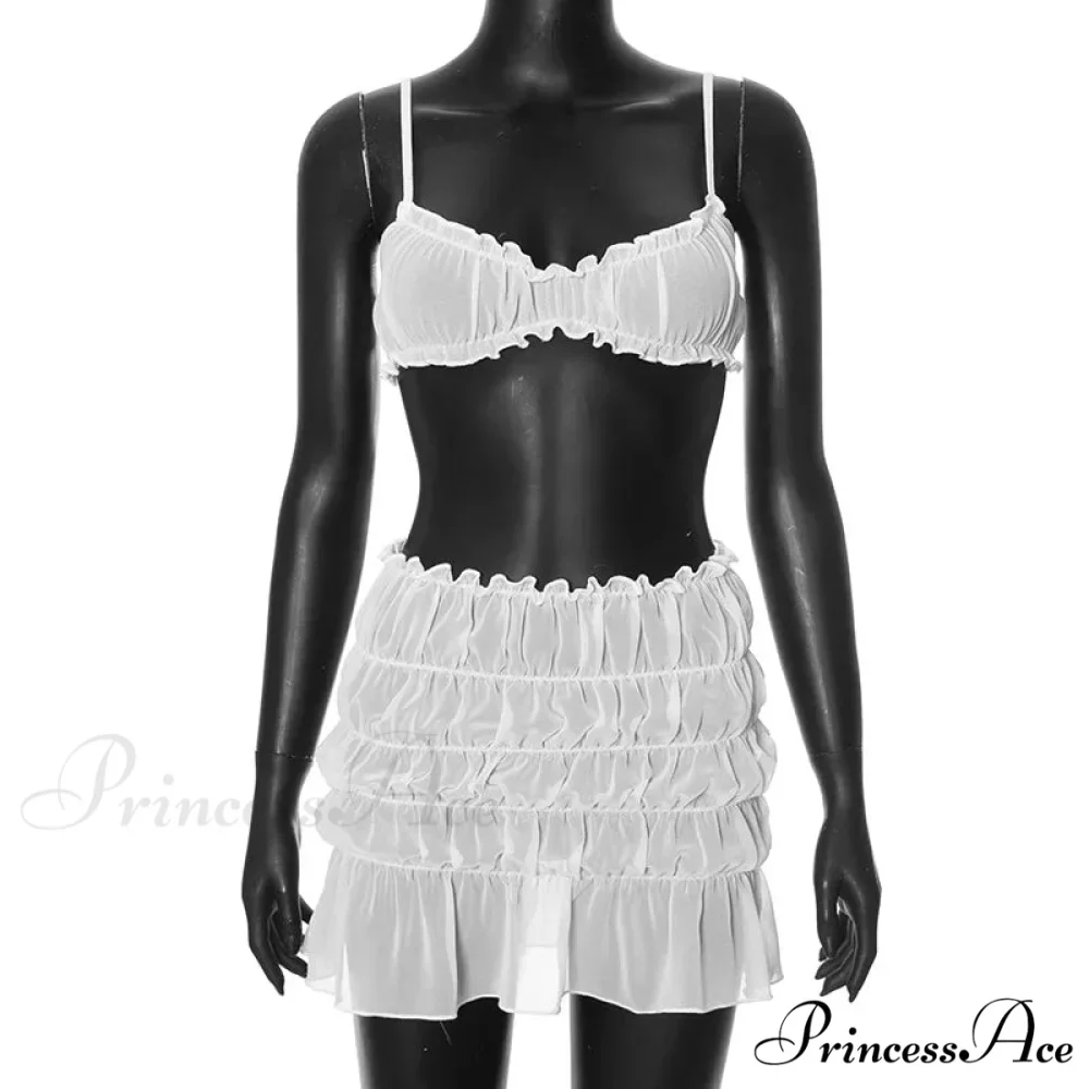 Ruched Bralette And Charming Mini Skirt Set - Image 13