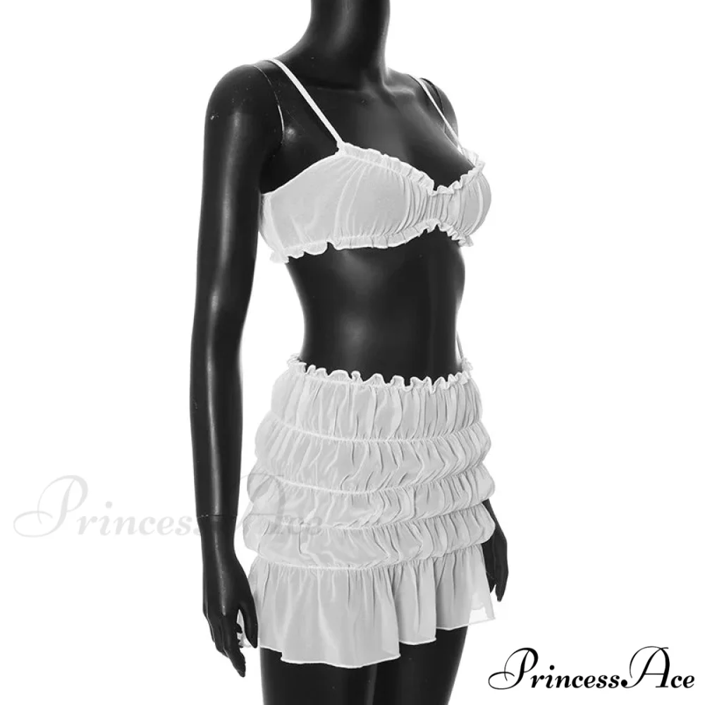 Ruched Bralette And Charming Mini Skirt Set - Image 14