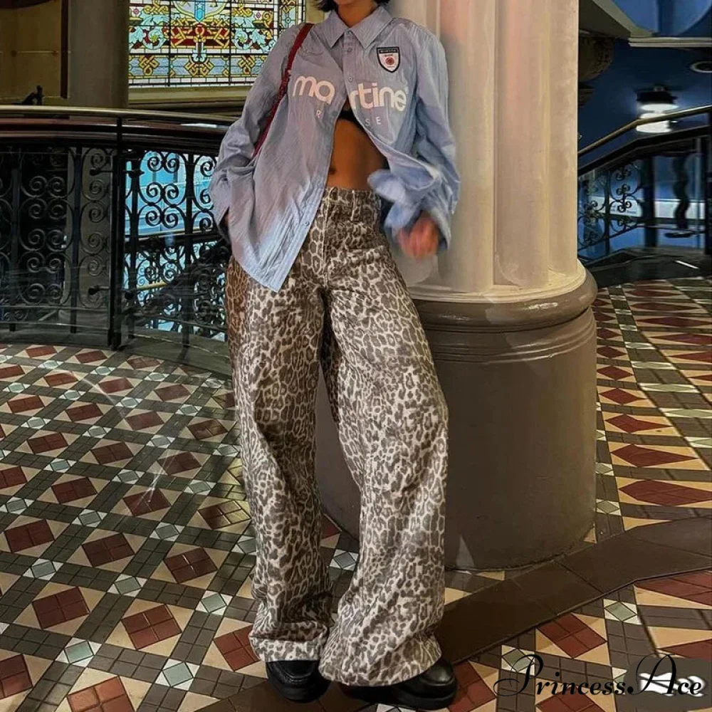 Leopard Print Stylish Straight Trousers - Image 2