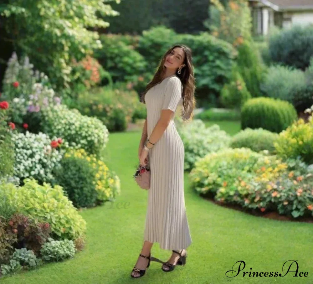 Ribbed Short Stylish Sleeve Maxi Dress - Image 8